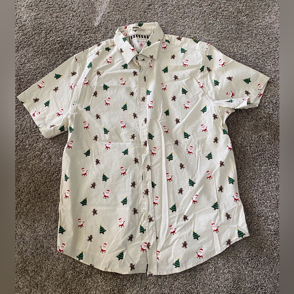 Tiny Christmas Print Button Up